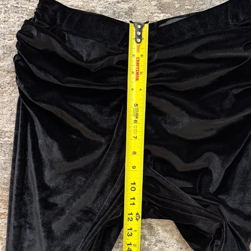 Michael Costello X Revolve Velvet Black Elegant Bell Bottom Ruched‎ Flare Pants